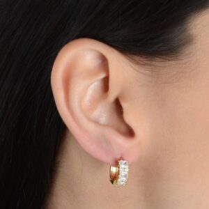 Brinco de Argolinha com 7 Pedras de Zircônia Banhado a Ouro 24k
