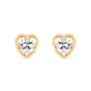 Brinco de Zircônia em formato de Coração Banhado a Ouro 24k
