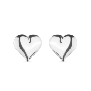 Brinco de Coração Médio Banhado em Ródio