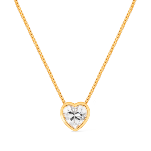 Colar de Pedra Natural em formato de Coração Banhado a Ouro 24k