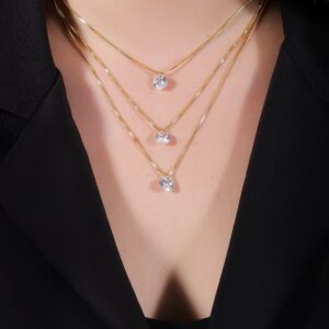 Colar Triplo 3 Pontos de Luz em Zircônia Banhado a Ouro 24k