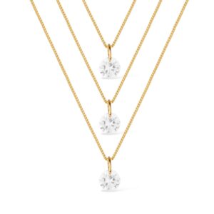 Colar Triplo 3 Pontos de Luz em Zircônia Banhado a Ouro 24k