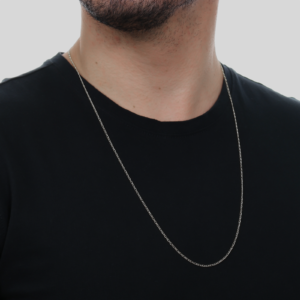 Corrente Prateada Masculina Elo 1 por 1 Banhado em Ródio