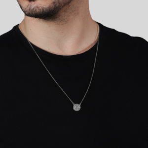 Escapulário Masculino Redondo São Jorge Banhado em Ródio