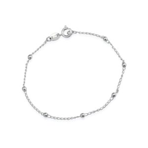 Pulseira Prateada de Bolinhas Banhado em Ródio