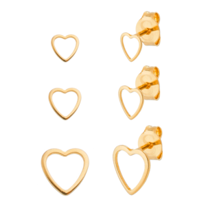 Trio de Coração Banhado a Ouro 24k