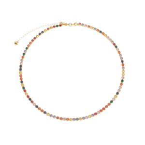 Colar Chocker Riviera Pedras Coloridas Banhado a Ouro 24k