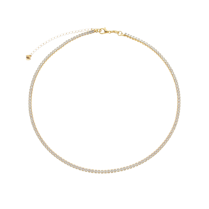 Colar Chocker Riviera Pedras Brancas Banhado a Ouro 24k