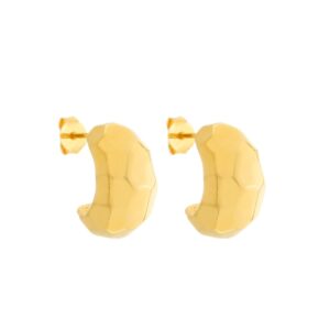 Brinco de Meia Argola Orgânico Quadrado Banhado a Ouro 24k