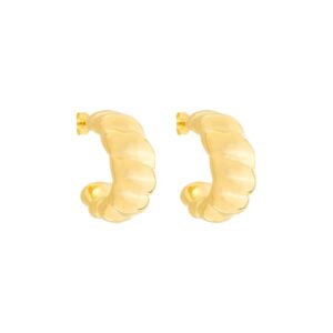 Brinco de Meia Argola Orgânico Arredondado Banhado a Ouro 24k