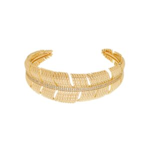Bracelete de Pena Cravejado de Zircônia Banhado a Ouro 24k