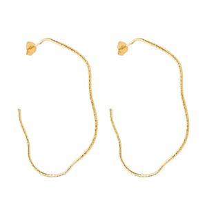 Argola Ondulada Assimétrica Banhado a Ouro 24k