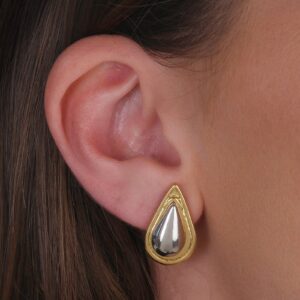 Brinco Banhado a Ouro 24k  e Prateado Formato Gota