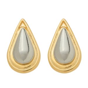 Brinco Banhado a Ouro 24k  e Prateado Formato Gota